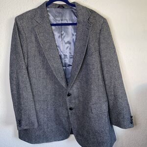 Hildreth & Herricks Wool Sport Coat Mens Black Herringbone Tweed 50R Poland